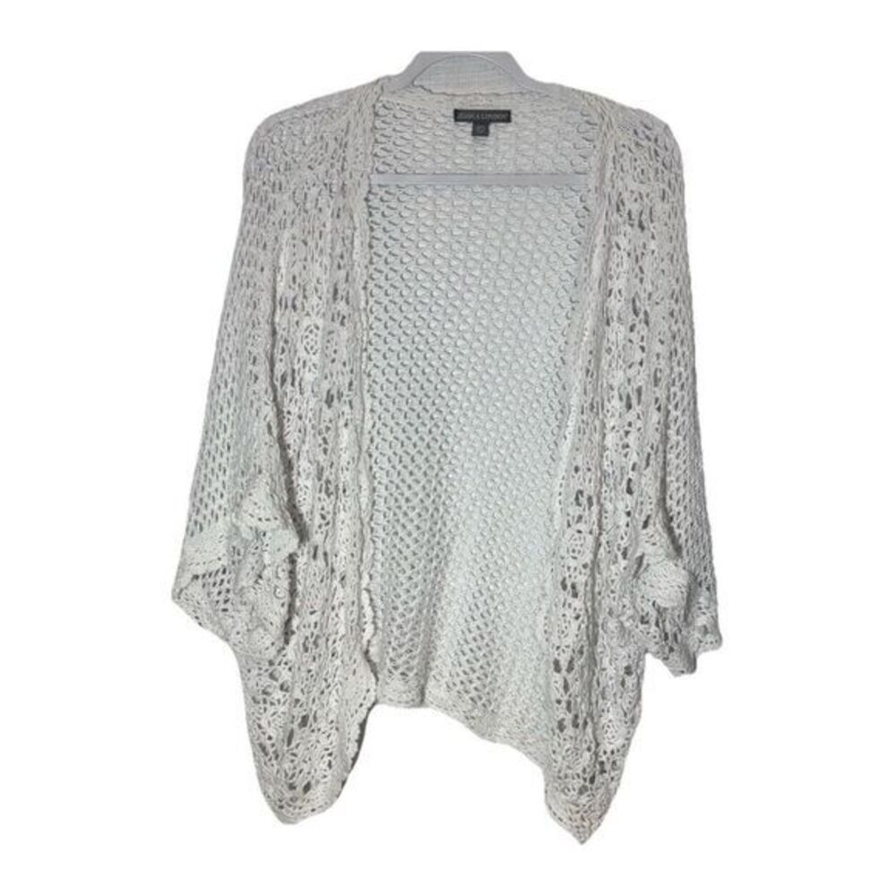 Jessica London Size 26/28  women's‎ Plus Size xxl White Crochet Cardigan  2x